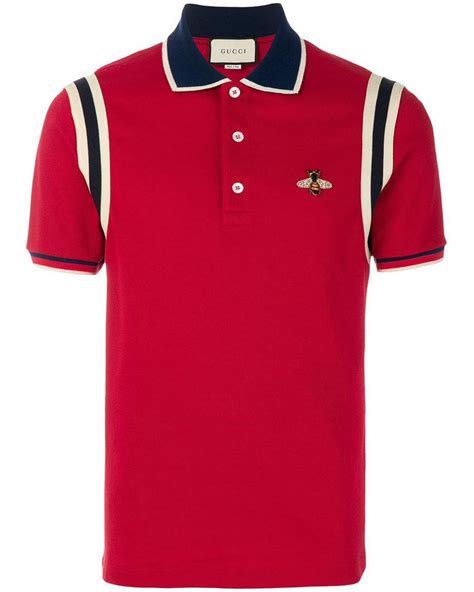 gucci bee polo red|Gucci polo shirt snake collar.